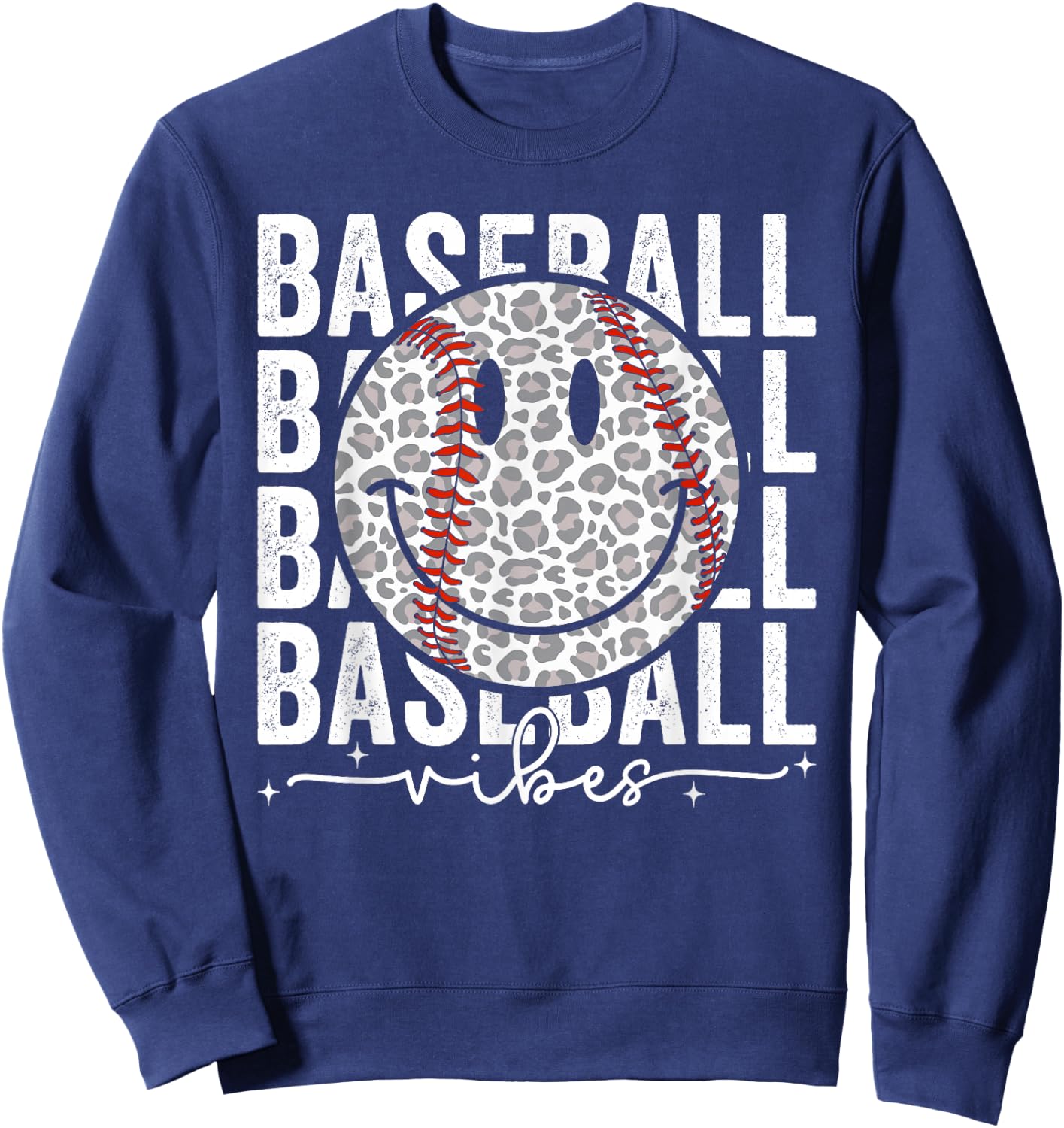 Funny Leopard Baseball Vibes Game Day Softball Life Mom Sweatshirt - Sweatshirt | Navy