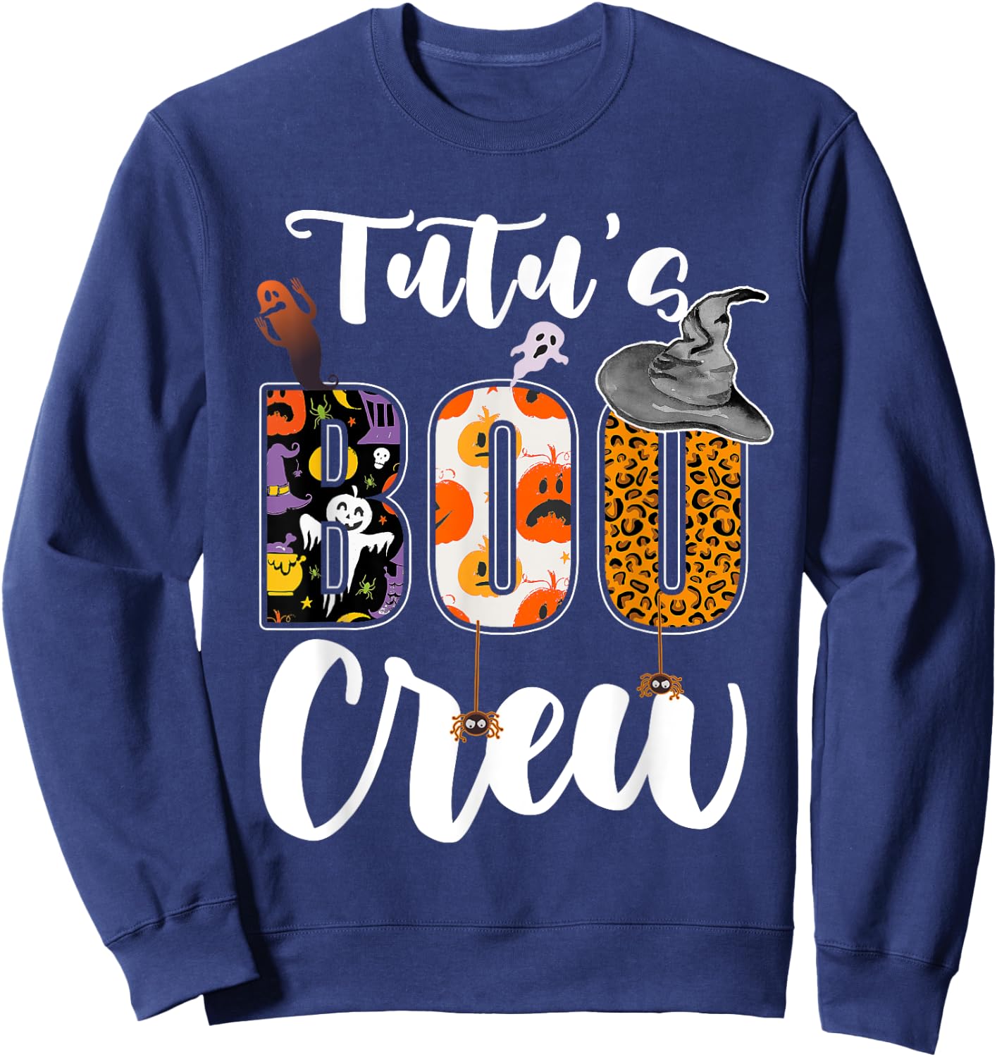 Tutu's Boo Crew Halloween Grandma Grandkids Matching Sweatshirt - Sweatshirt | Navy