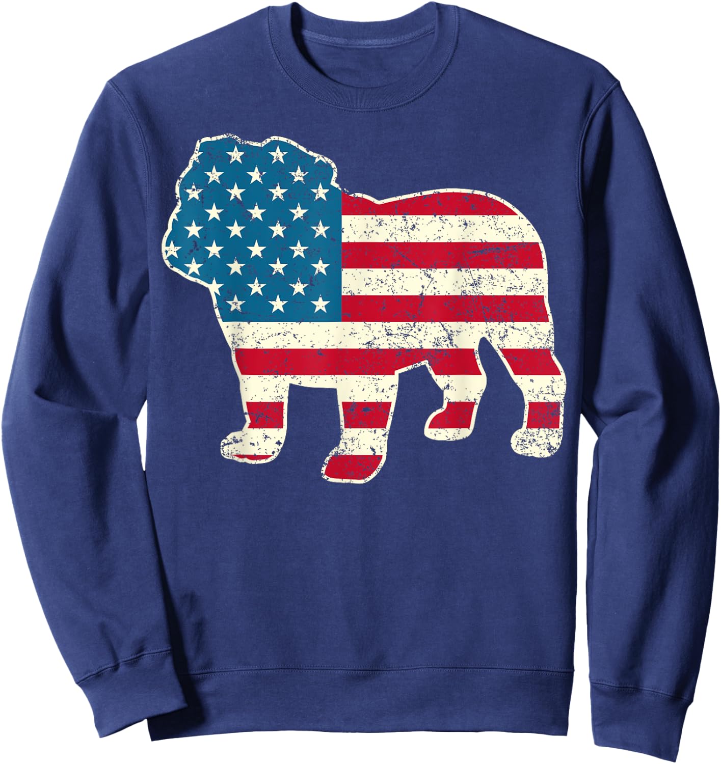 English Bulldog 4th of July Men Women Dog American Flag USA Sweatshirt - Sweatshirt | Navy