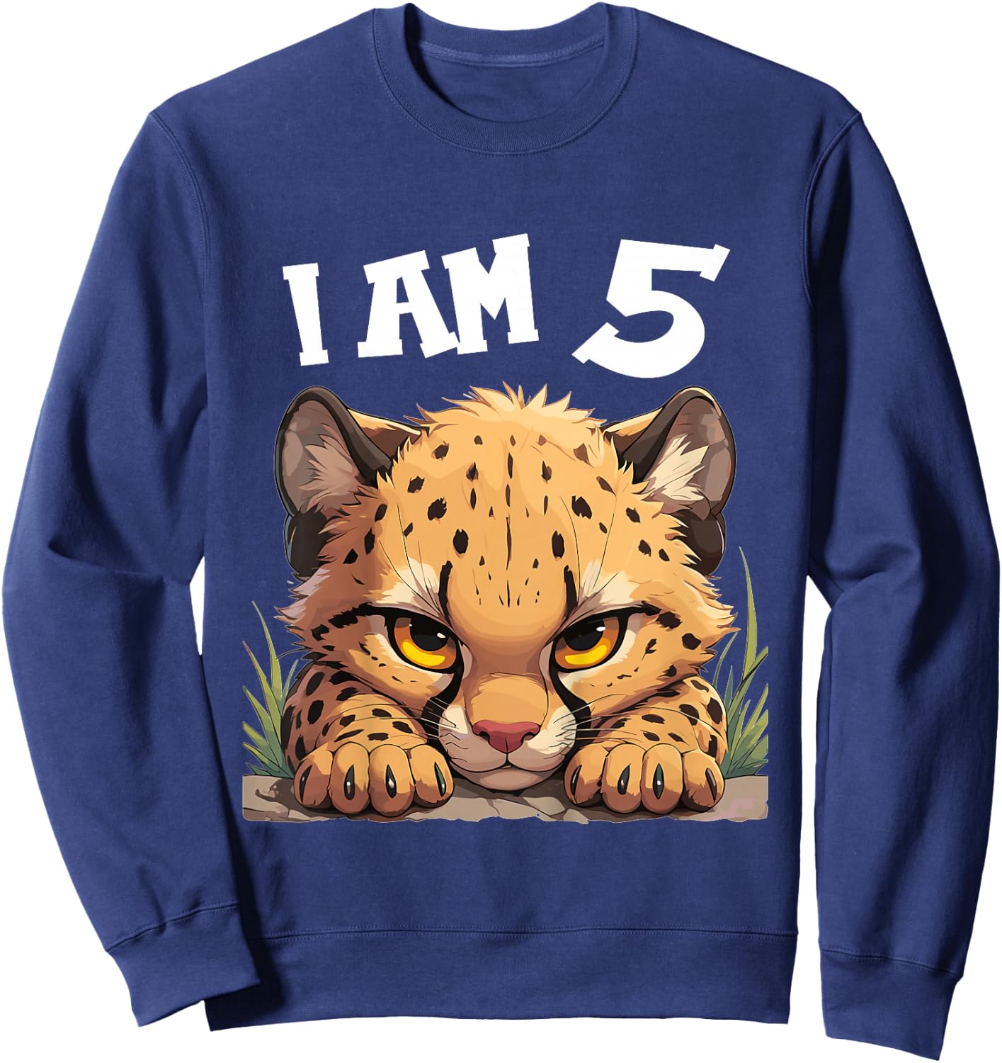 5 Years old 5 birthday Cheetahs Boy Girl Cheetah Sweatshirt - Sweatshirt | Navy