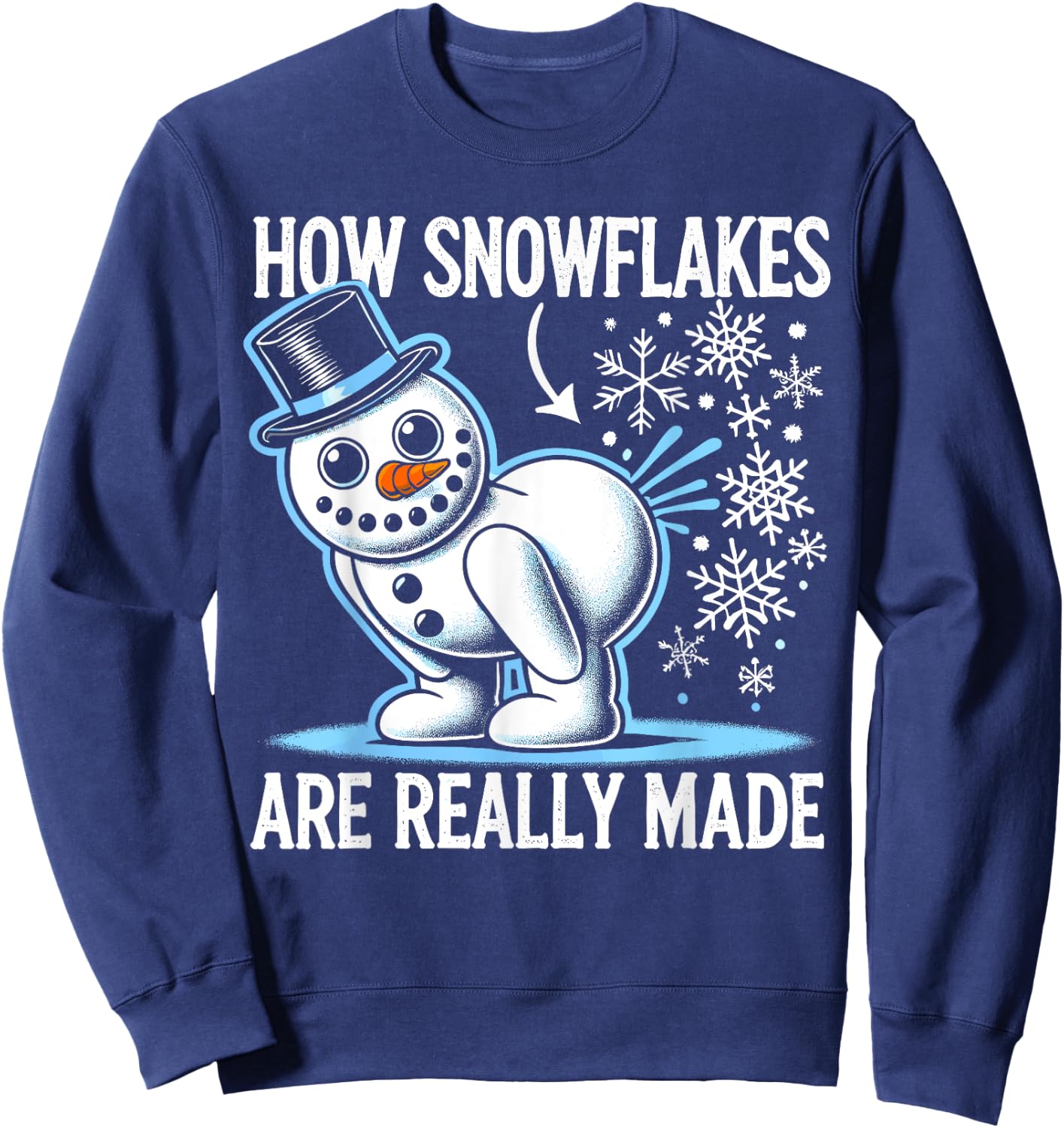 Funny Snowman How Snowflake Are Really Made Christmas Pajama Sweatshirt - Sweatshirt | Navy