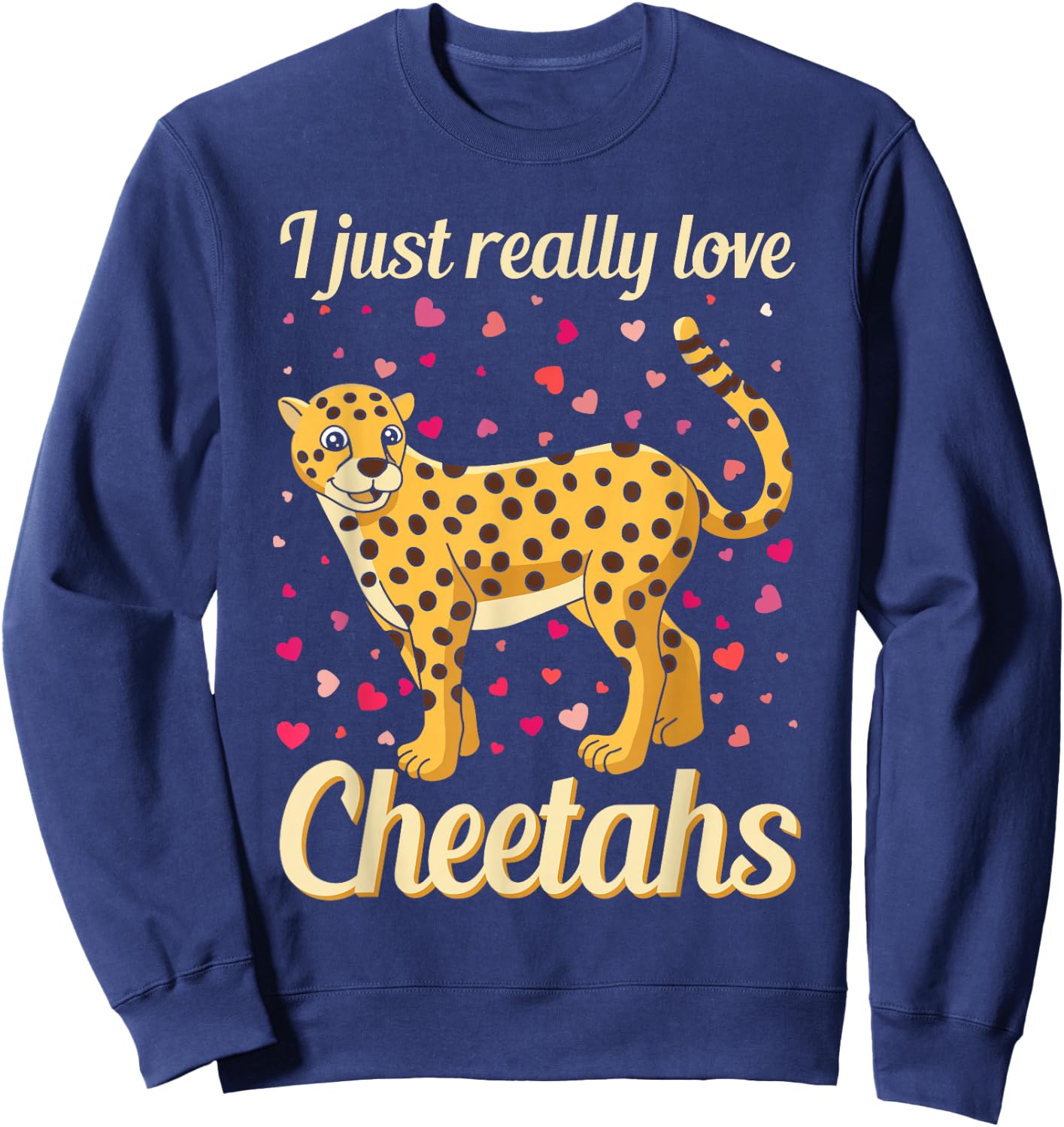 Wildlife Safari Kids Leopard I Just Really Love Cheetahs Sweatshirt - Sweatshirt | Navy