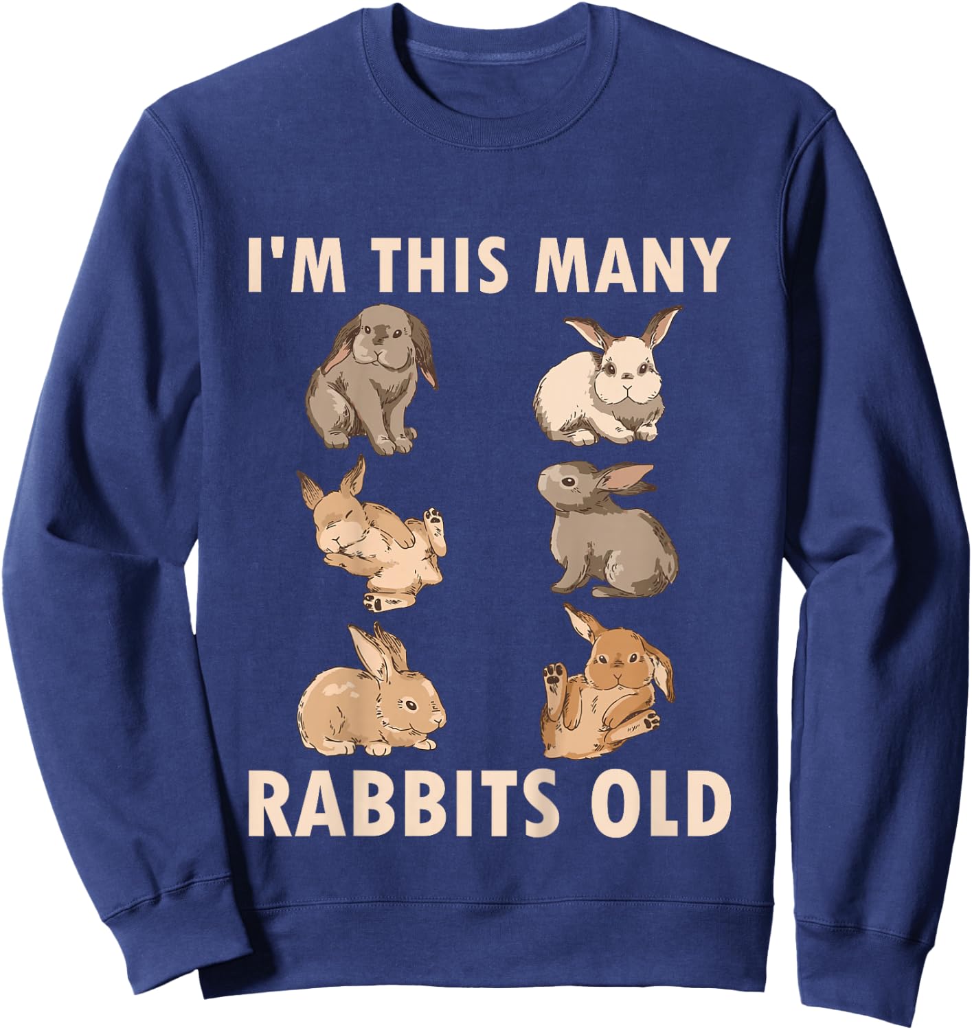 Kids 6 Year Old Bunny Rabbits Old 6th Birthday Sweatshirt - Sweatshirt | Navy