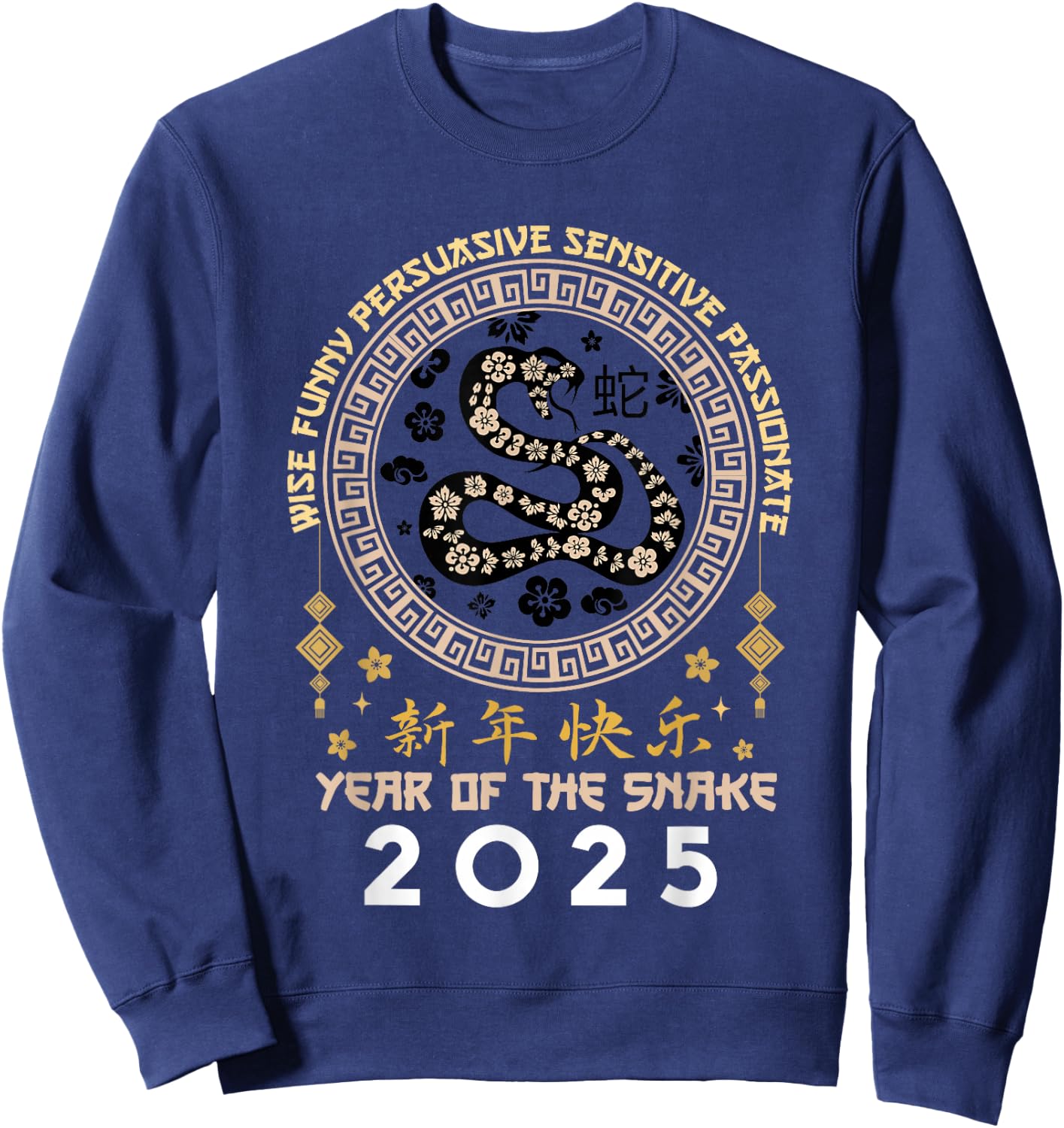 Happy Lunar Chinese New Year Of The Snake 2025 Zodiac Sweatshirt - Sweatshirt | Navy