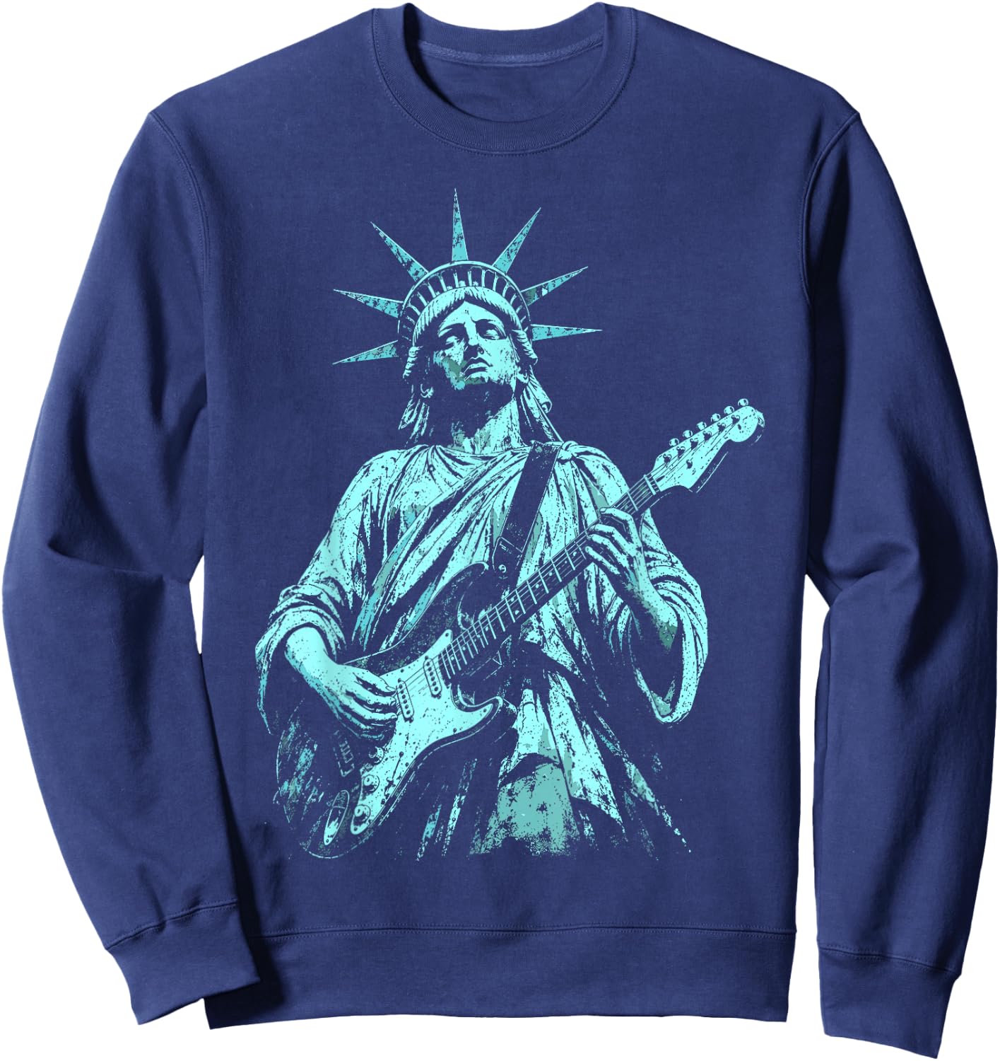 4th of July Statue of Liberty Guitar 1776 2026 Sweatshirt - Sweatshirt | Navy