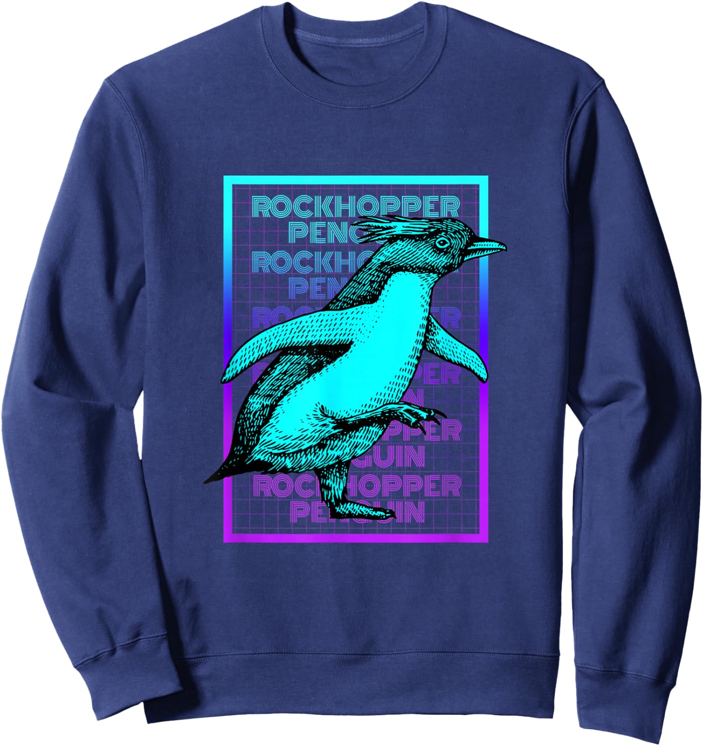 Rockhopper Penguin Vintage Retro Rockhopper Penguin Sweatshirt - Sweatshirt | Navy