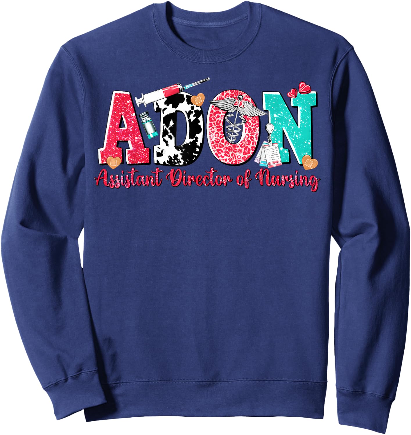 Leopard ADON Nurse Assistant Director of Nursing Western Sweatshirt - Sweatshirt | Navy