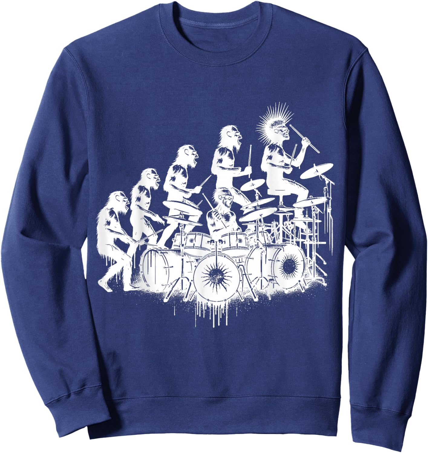 Drums Lover gifts Evolution Drummer Sweatshirt - Sweatshirt | Navy