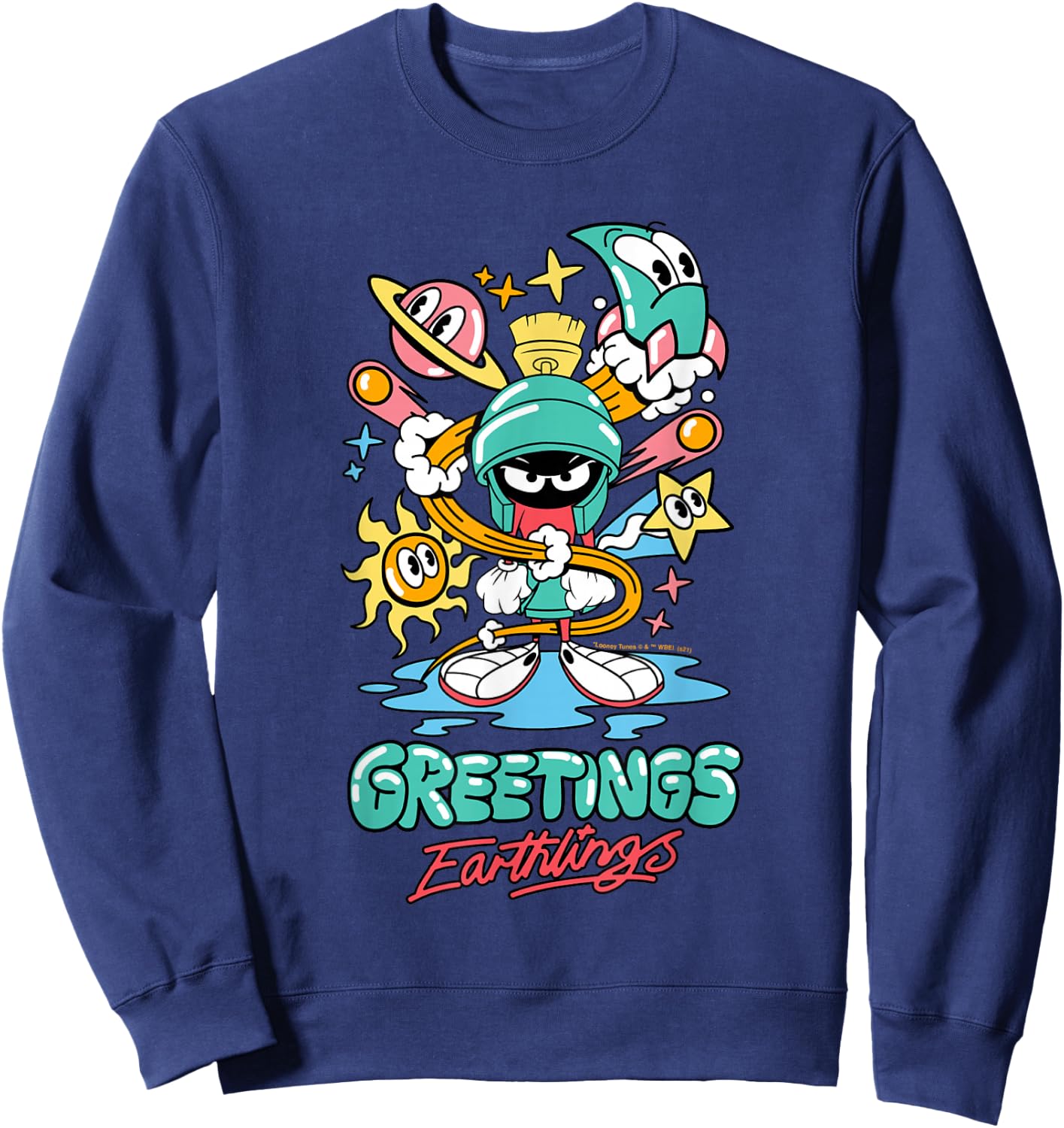 Marvin The Martian Greetings Earthlings Small Sweatshirt - Sweatshirt | Navy