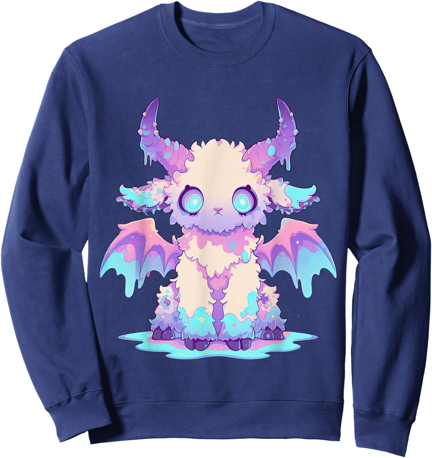 Kawaii Pastel Goth Creepy Cute Witchy Demon Goat Baphomet Sweatshirt - Sweatshirt | Navy