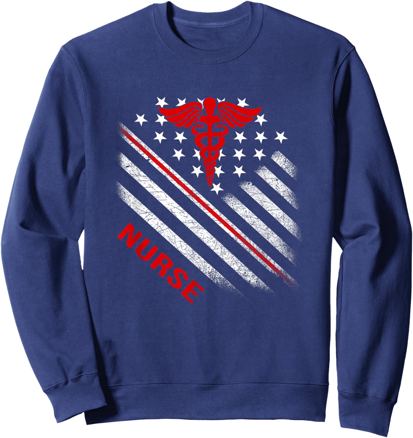 American Flag Patriotic Nurse Nurses Nursing Student Sweatshirt - Sweatshirt | Navy