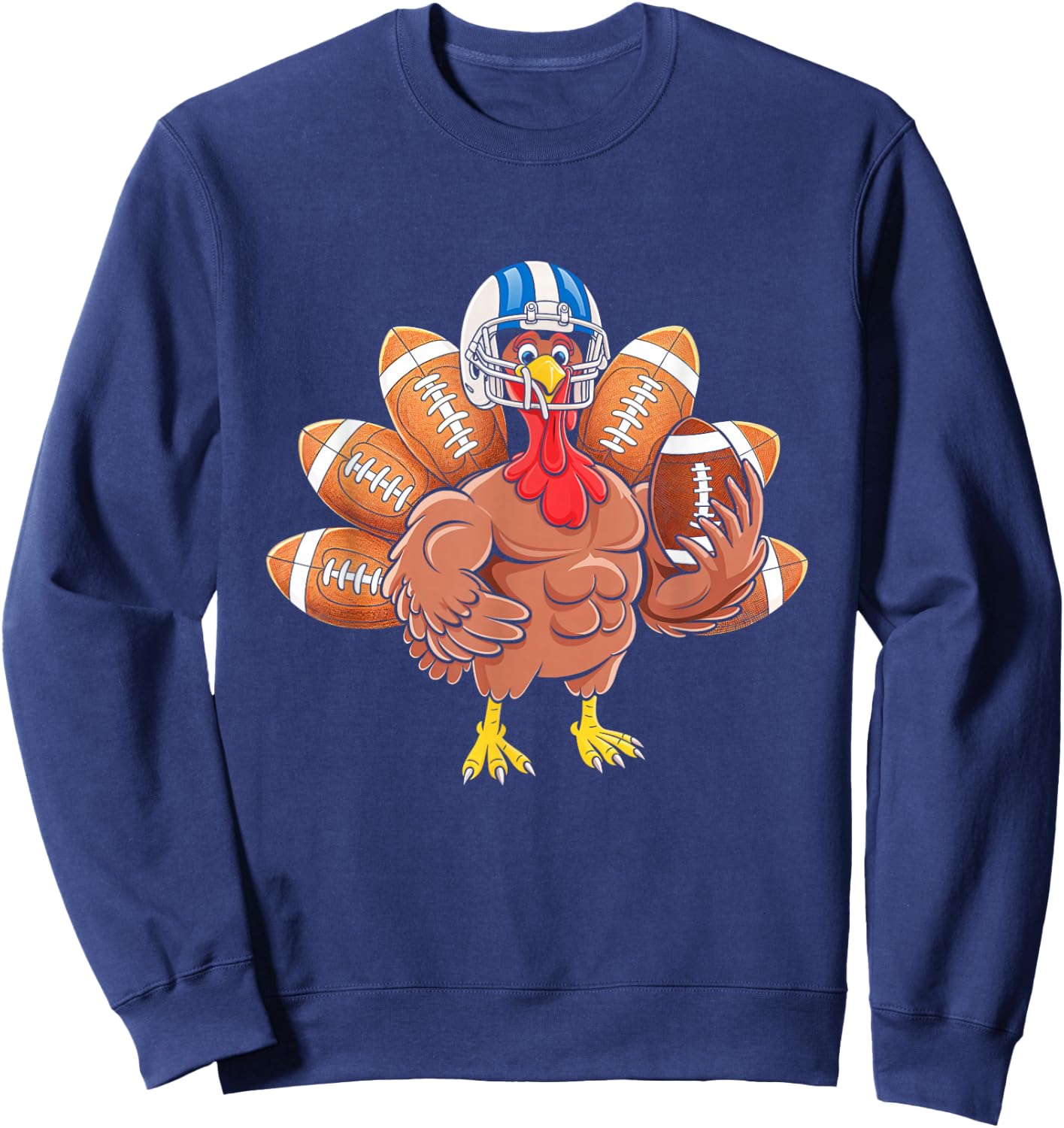 Turkey Football Thanksgiving Sport Turkey Day Football Sweatshirt - Sweatshirt | Navy