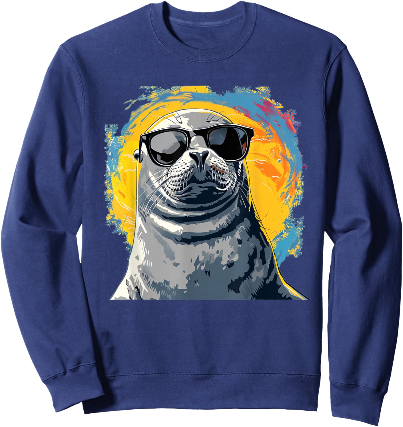 Seal face with glasses for funny sea animals lovers Sweatshirt - Sweatshirt | Navy