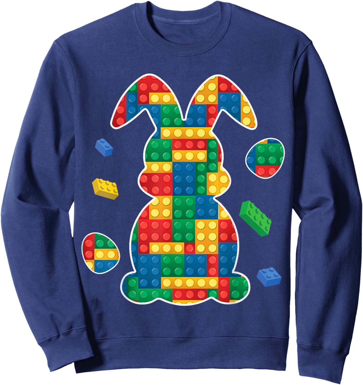 Master Builder Block Brick Building Easter Day Bunny Sweatshirt - Sweatshirt | Navy