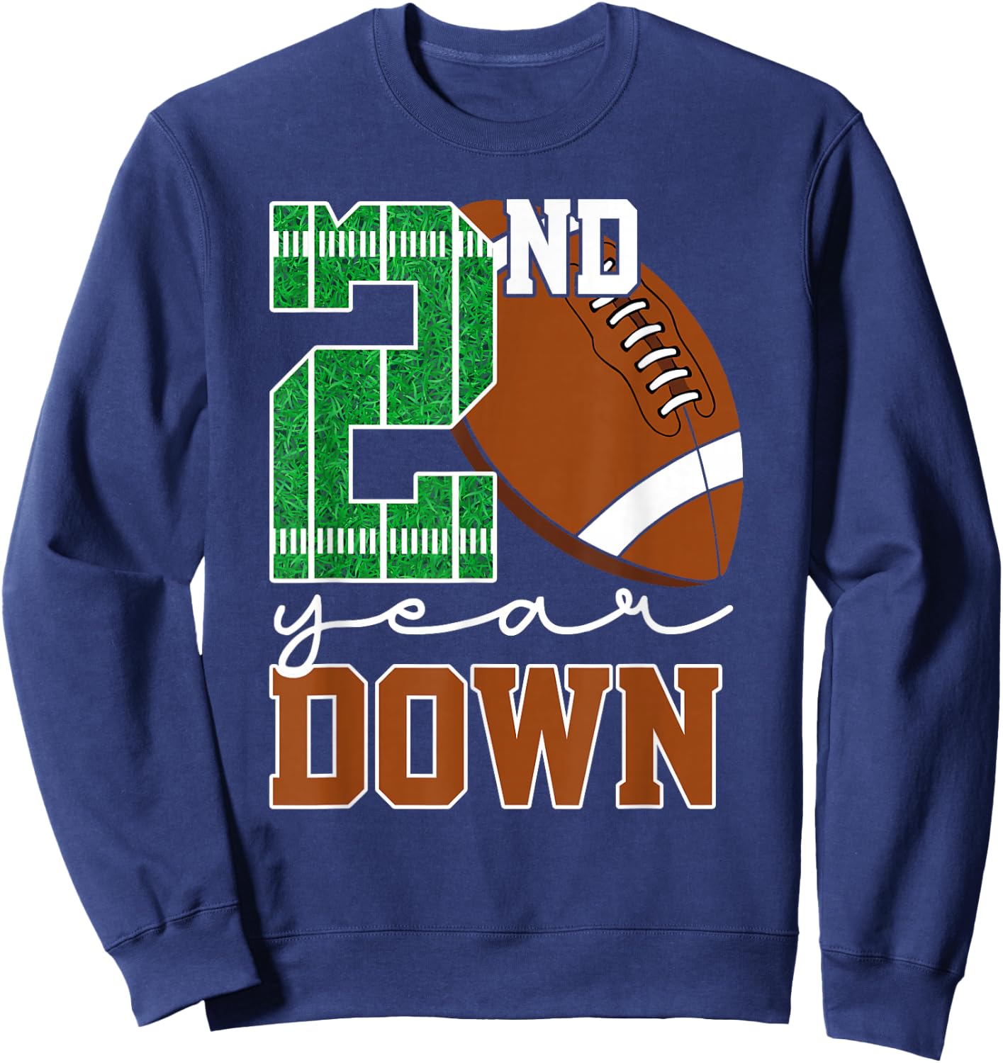 2nd Year Down Football Lover Second Birthday Boy Party Sweatshirt - Sweatshirt | Navy