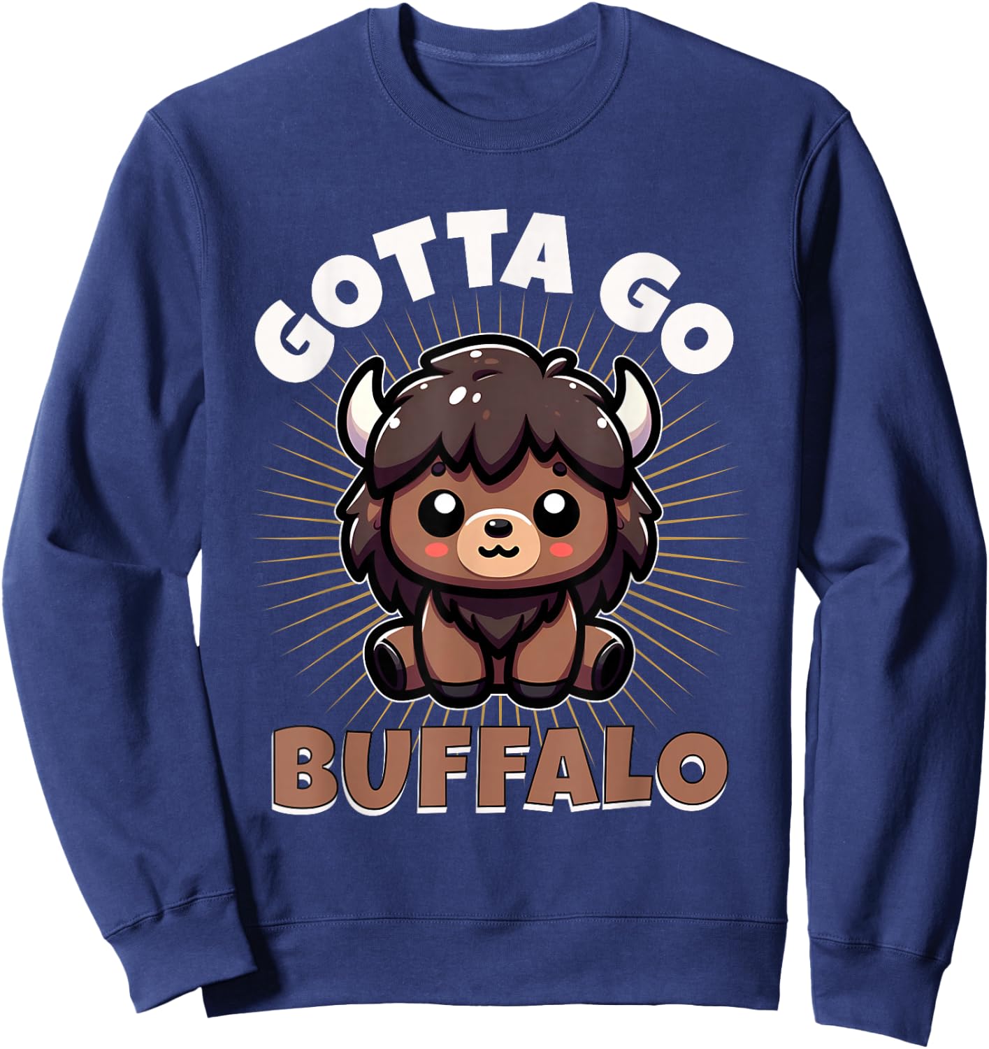 Gotta Go Buffalo Cute Funny Word Game Animal Boys Girls Kids Sweatshirt - Sweatshirt | Navy