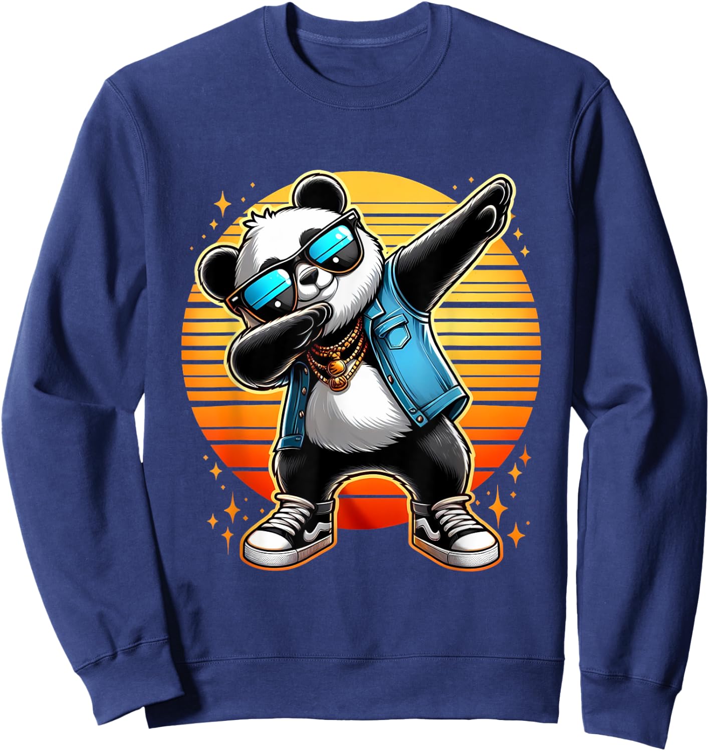 Funny Dabbing Panda Wearin a Sunglasses Panda Bear Dab Dance Sweatshirt - Sweatshirt | Navy
