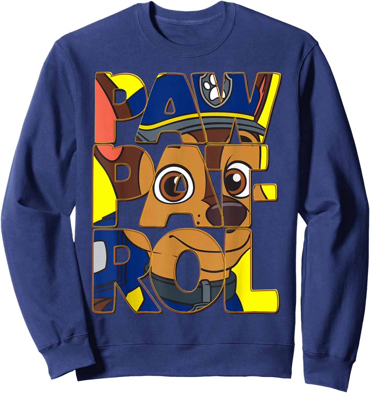 Police Pup Chase With Text On Face Sweatshirt - Sweatshirt | Navy