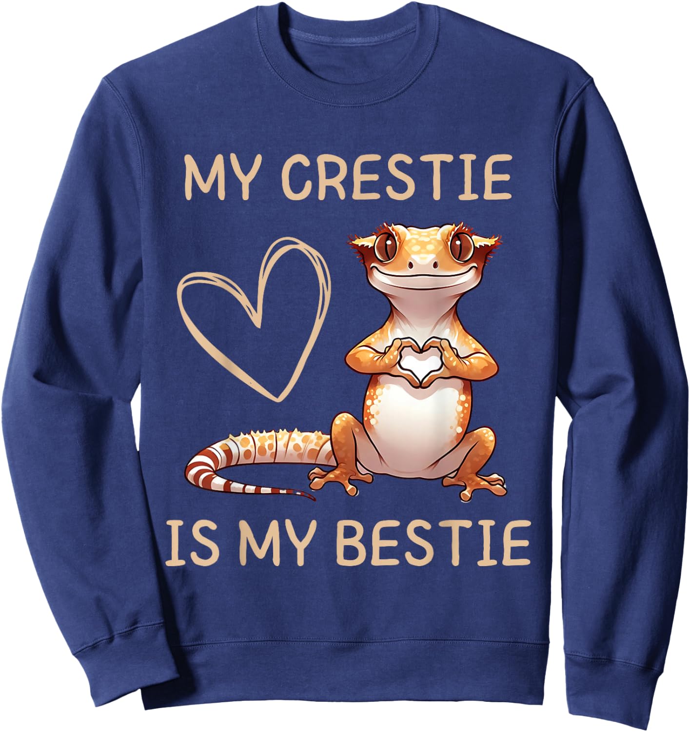 My Crestie is my Bestie Cute Crested Gecko Mom Women Girls Sweatshirt - Sweatshirt | Navy