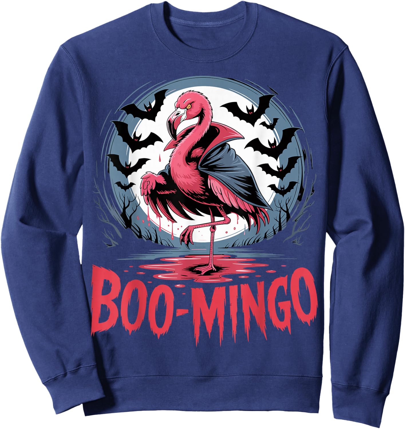 Boo-Mingo Flamingo Halloween Funny Spooky Sweatshirt - Sweatshirt | Navy