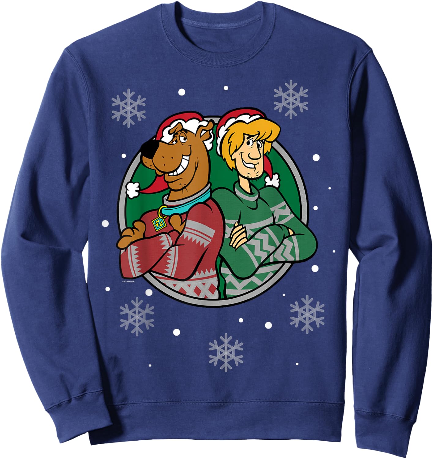 Christmas Scooby Doo Shaggy Arms Crossed Snowing Sweatshirt - Sweatshirt | Navy