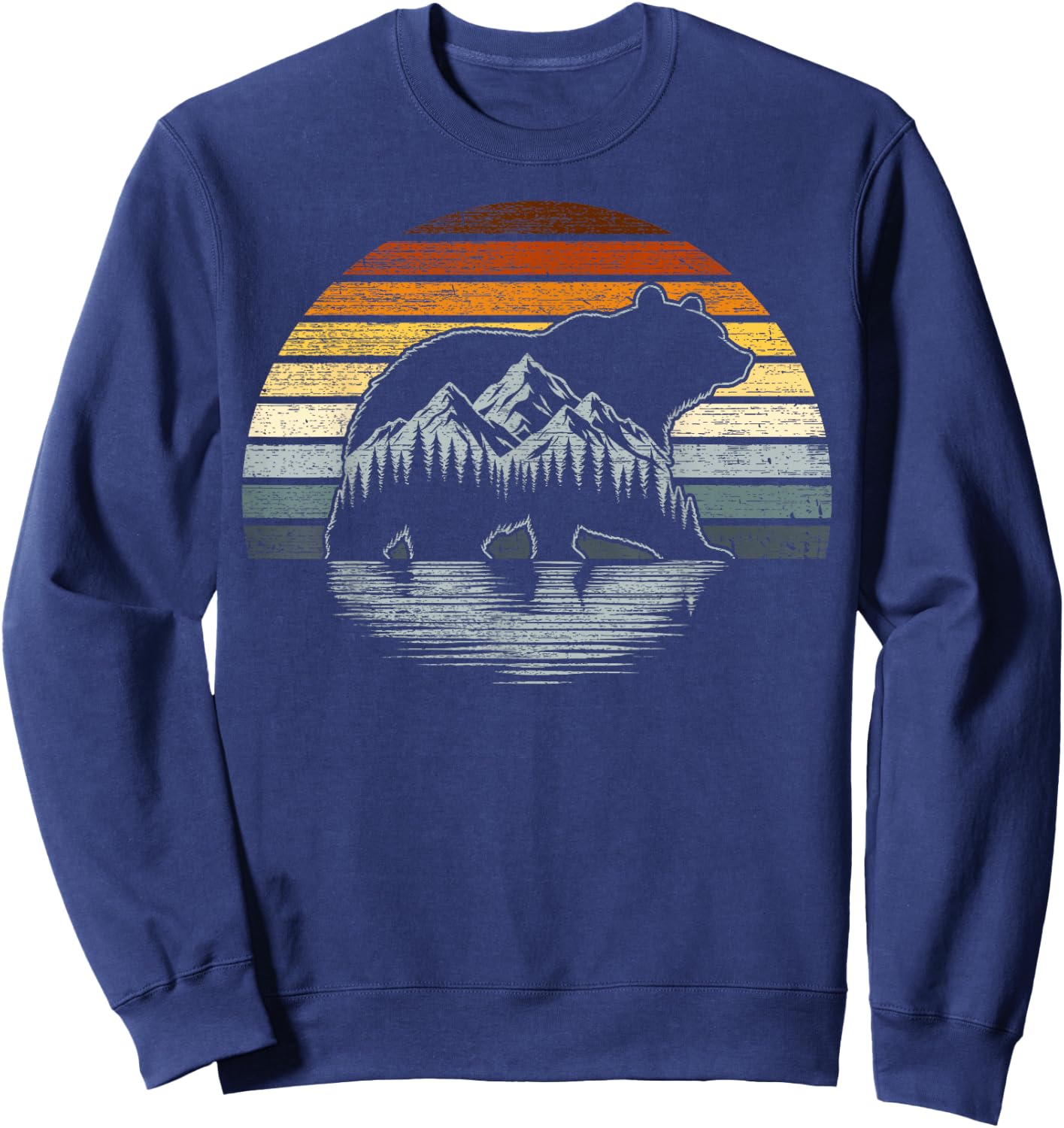 Bear Pride Retro Mountain Nature Gay Bear Flag Sweatshirt - Sweatshirt | Navy