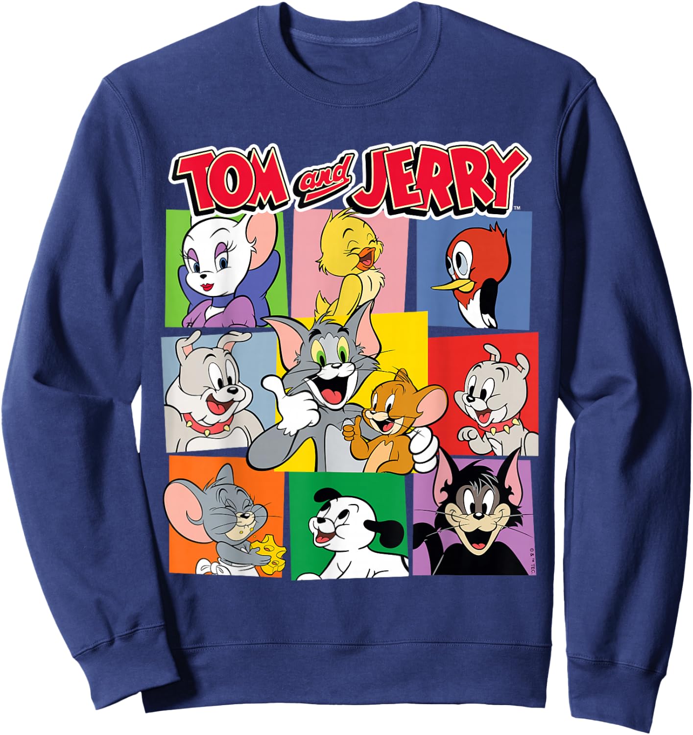 Tom and Jerry Character Squares Sweatshirt - Sweatshirt | Navy