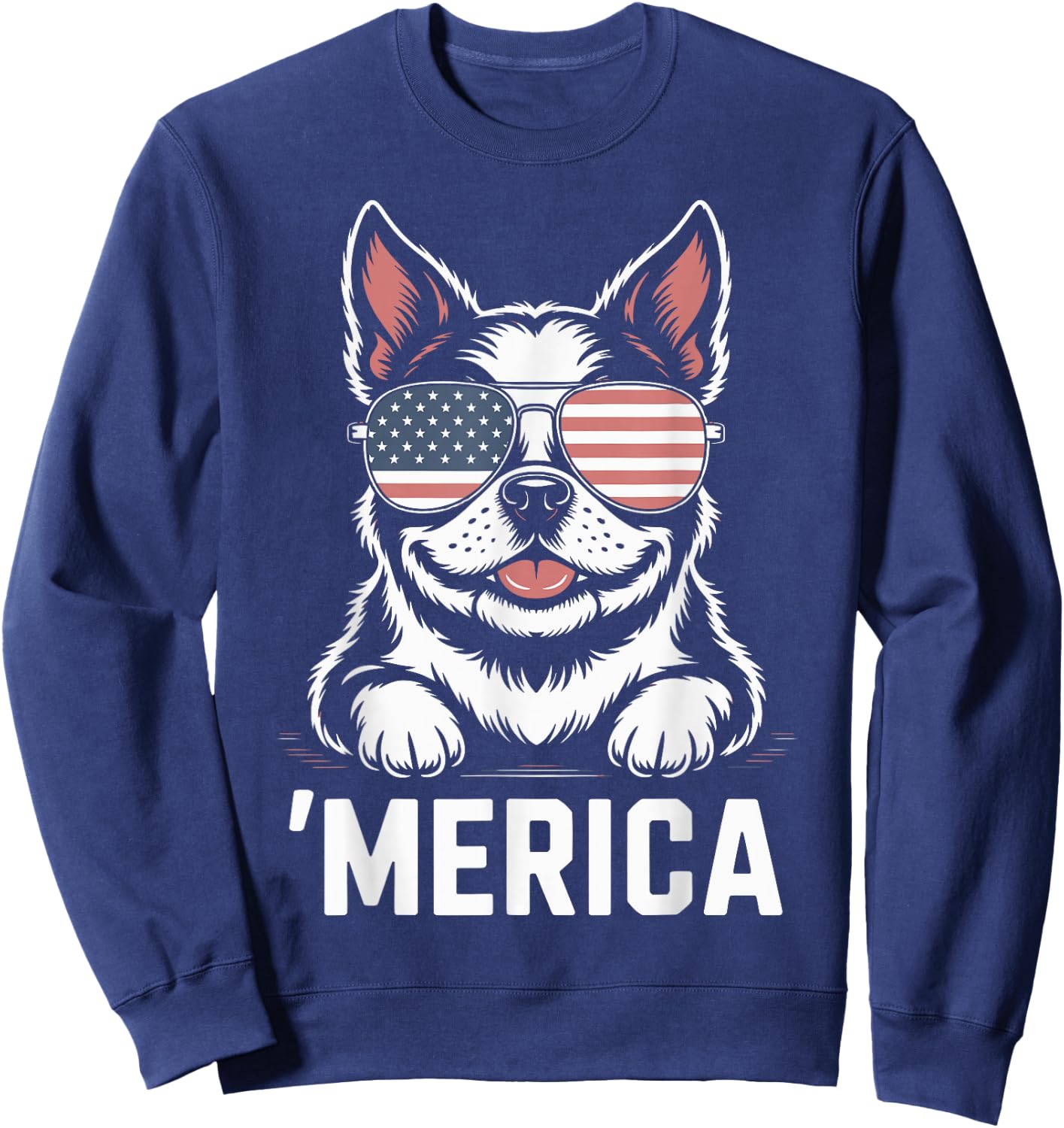 Boston Terrier 4th of July ‘Merica Patriotic Sweatshirt - Sweatshirt | Navy