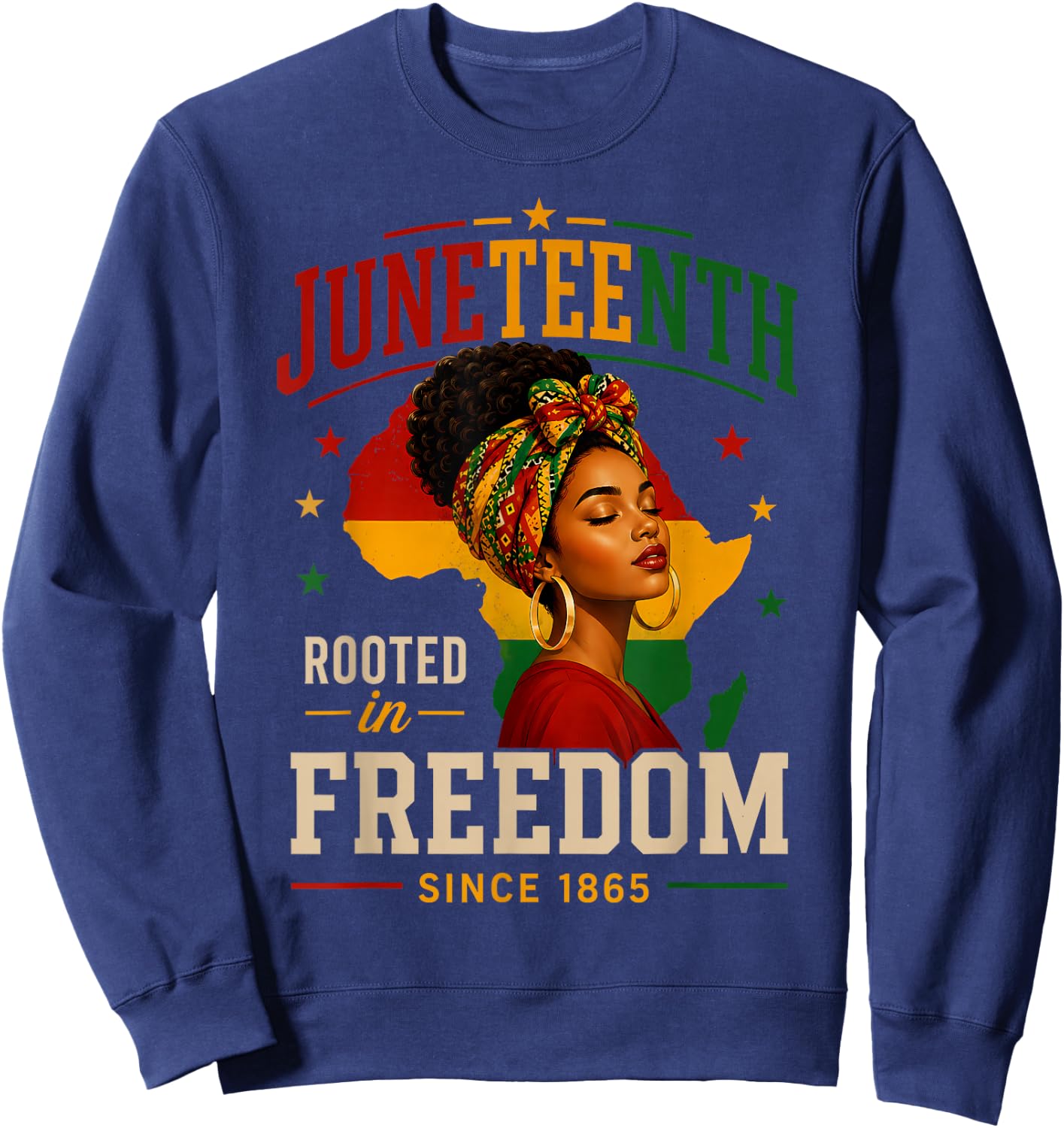 Juneteenth Shirts Women Rooted in Freedom Afro African Sweatshirt - Sweatshirt | Navy
