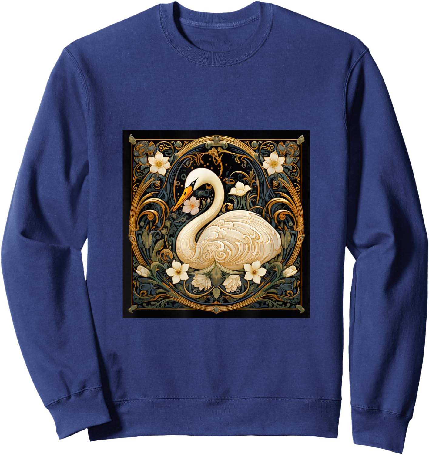 Swan Art Nouveau Abstract Sweatshirt - Sweatshirt | Navy