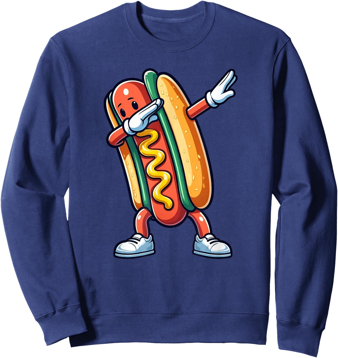 Hot Dog Funny Dabbing Women Kids Lovers Sweatshirt - Sweatshirt | Navy
