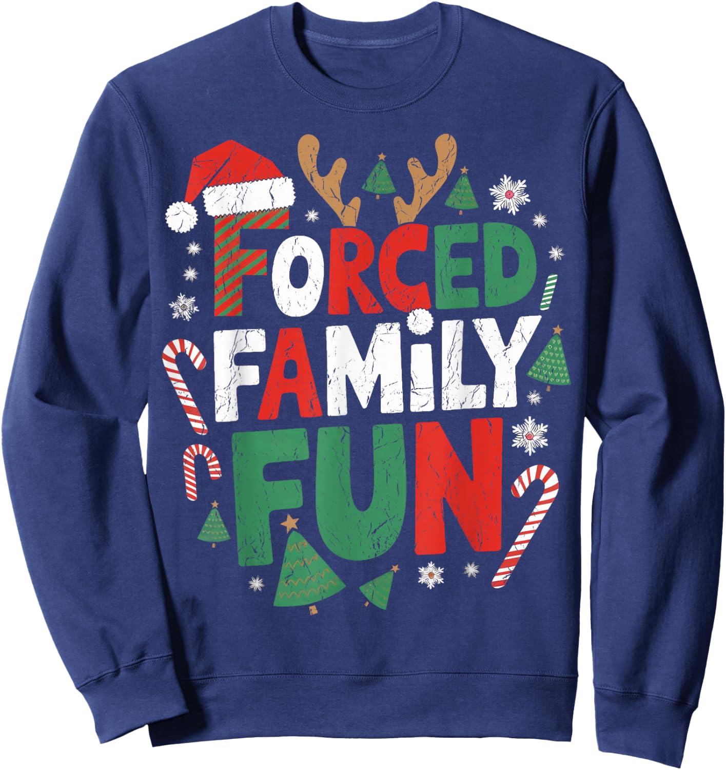 Funny Forced Family Fun Christmas Family Christmas Gathering Sweatshirt - Sweatshirt | Navy