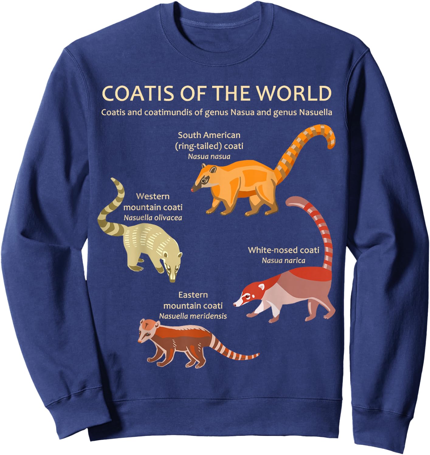 Coati and Coatimundi Species Animal Artwork Sweatshirt - Sweatshirt | Navy