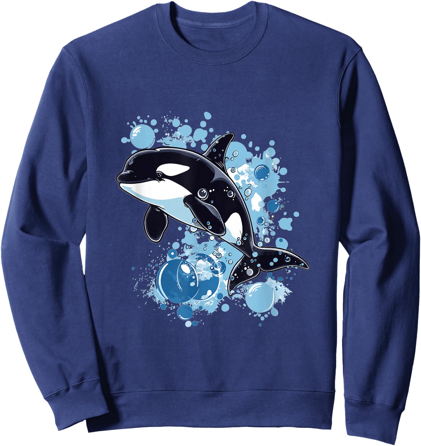Orca Whale Bubbles Graphic Sweatshirt - Sweatshirt | Navy