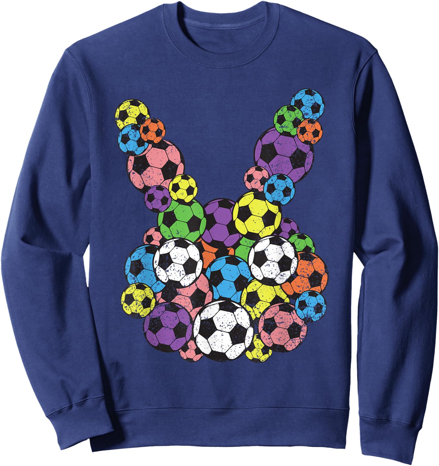 Easter Soccer Lover Bunny Head Ball Egg Hunting Spring Sweatshirt - Sweatshirt | Navy