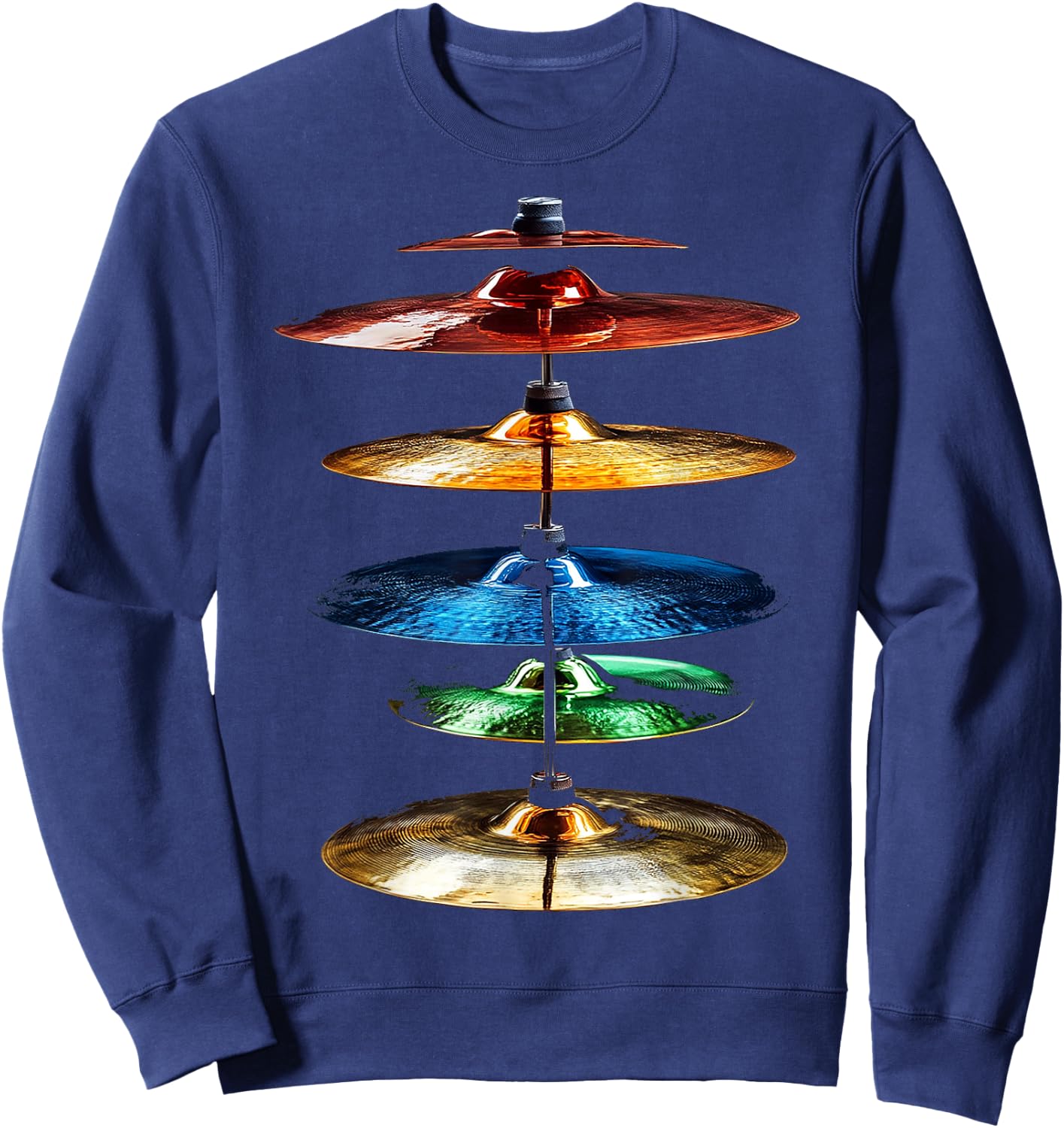 Cymbals Music Instrument Motif Illustration Cymbals Sweatshirt - Sweatshirt | Navy