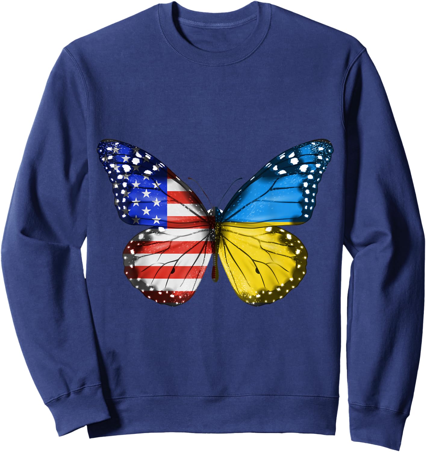American Ukrainian Flag Butterfly America Ukraine Sweatshirt - Sweatshirt | Navy