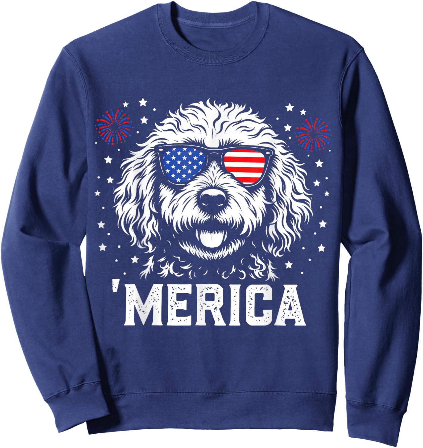 Patriotic Goldendoodle Merica 4th of July Dog Lover Sweatshirt - Sweatshirt | Navy