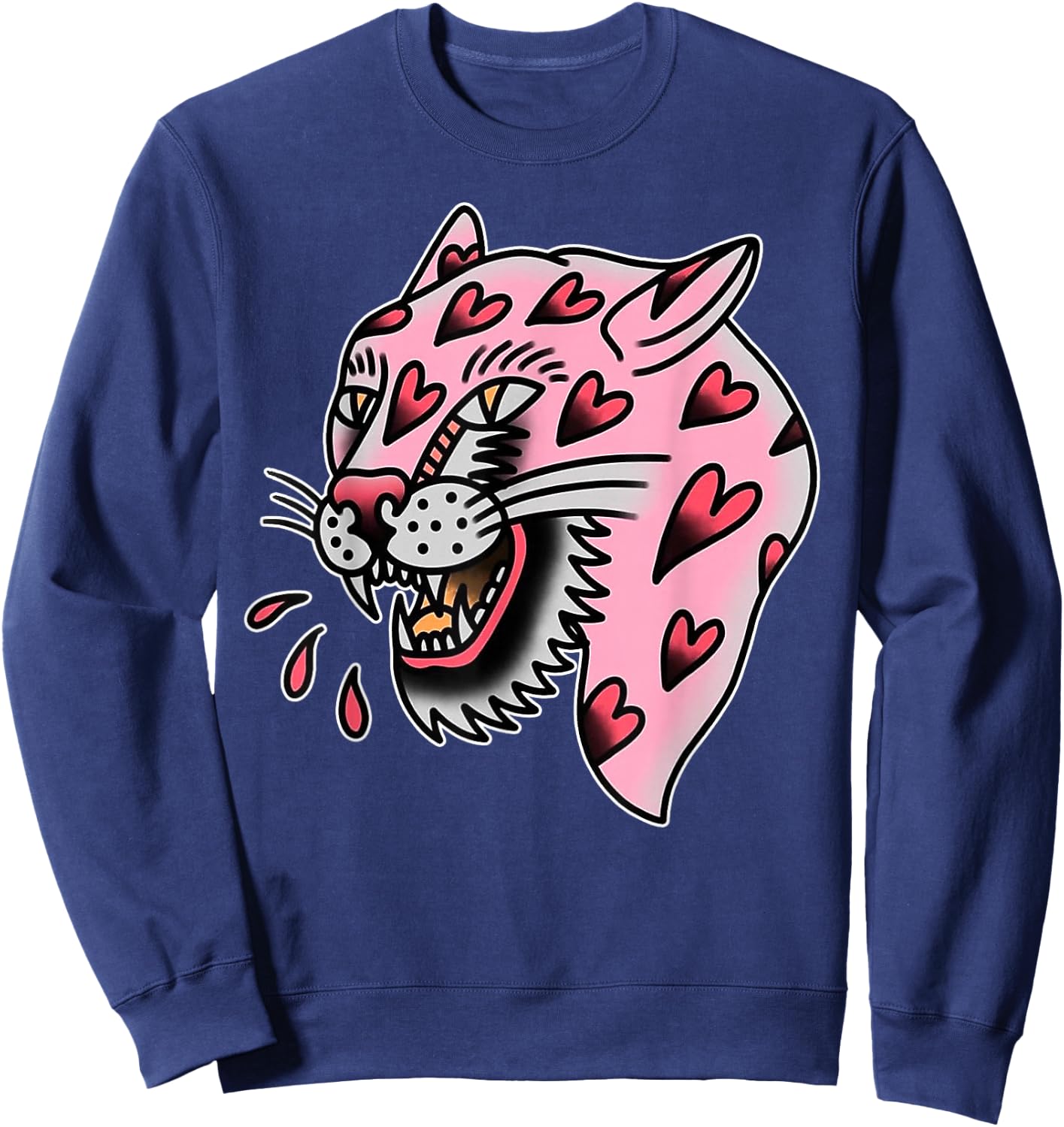 Panther Pink x Heart Love Traditioneller Blitz Sweatshirt - Sweatshirt | Navy