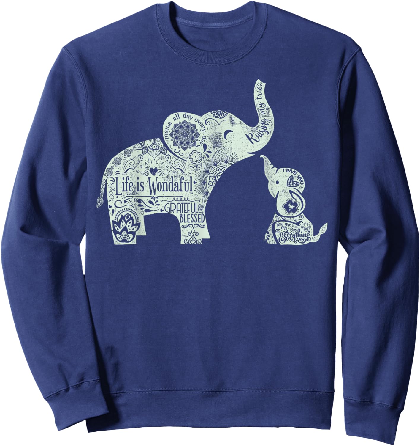 Mama and Baby Elephants Shirt Sweatshirt - Sweatshirt | Navy