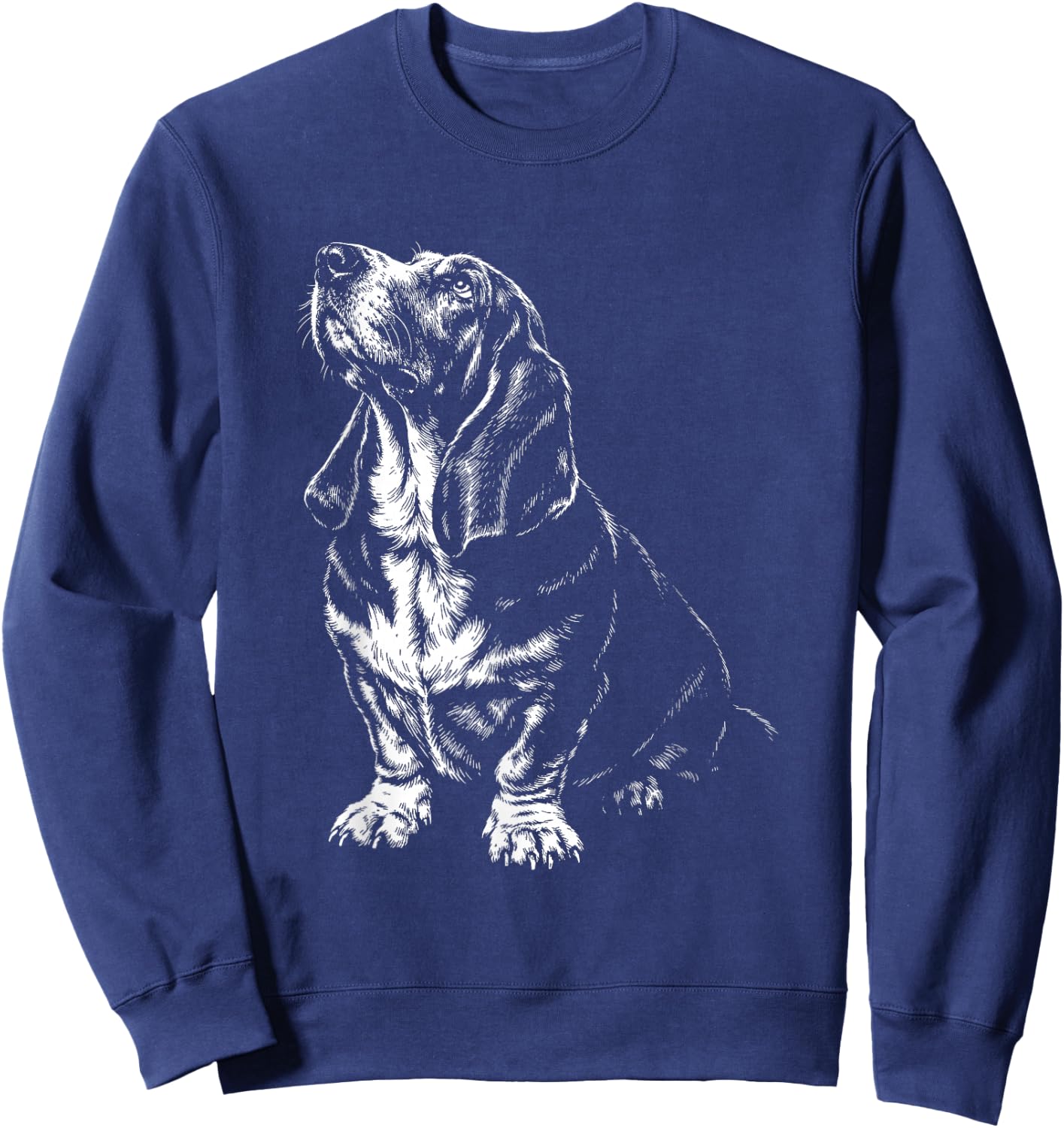 Basset Hound Portrait Minimalist Art Sweatshirt - Sweatshirt | Navy