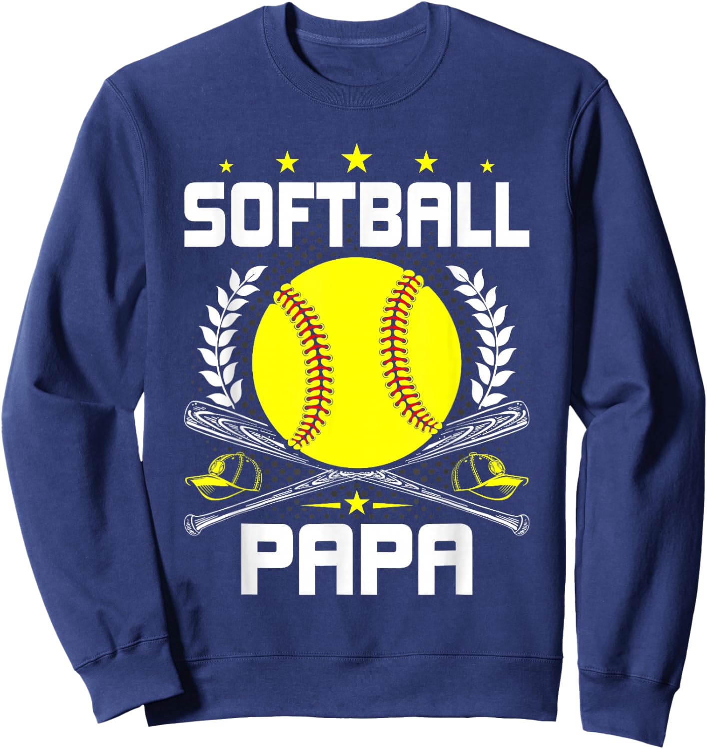 Softball Papa Baseball Lover Dad Sweatshirt - Sweatshirt | Navy
