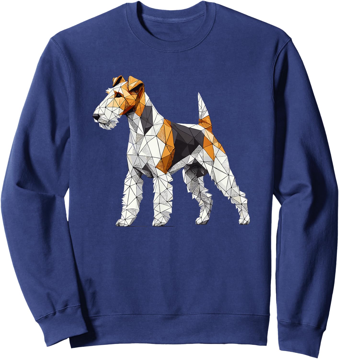 Geometric Art Wire Fox Terrier Wire Hair Fox Sweatshirt - Sweatshirt | Navy