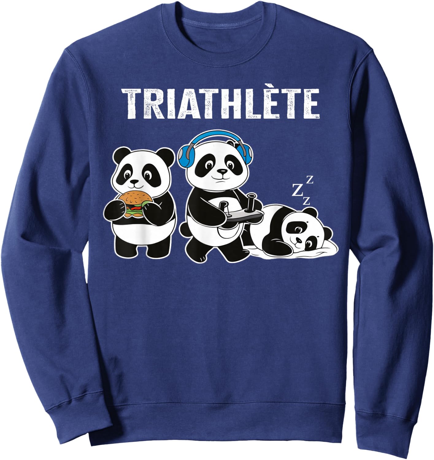 Geek Gift Triathlete Gaming Humor Panda , Black, S Sweatshirt - Sweatshirt | Navy