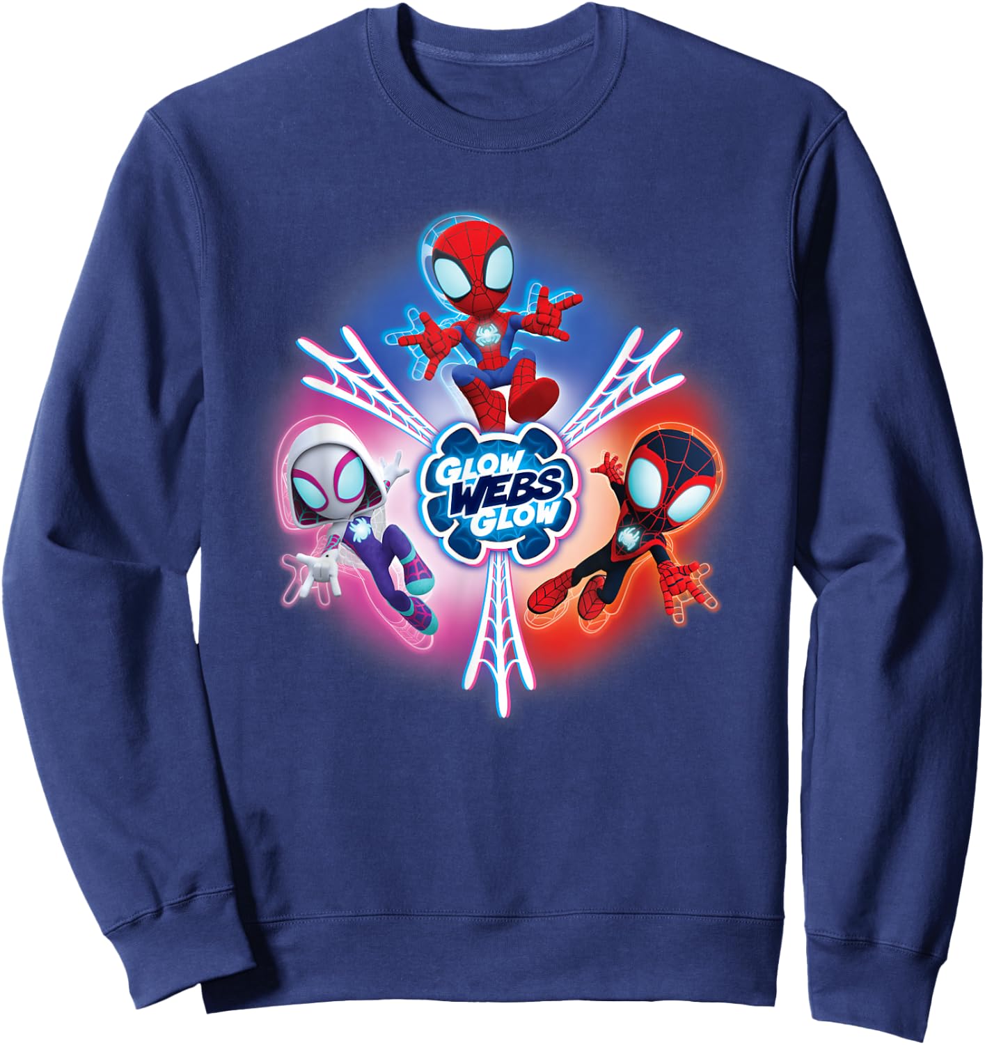 Marvel Spidey and His Amazing Friends Glow Webs Glow Icon , black Sweatshirt - Sweatshirt | Navy