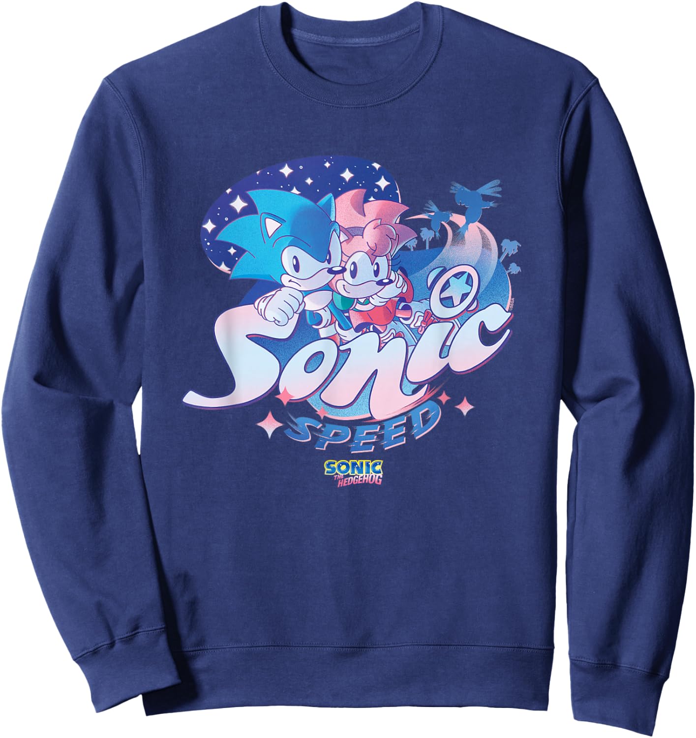 Sonic The Hedgehog Sonic Speed Amy Rose Cute Vintage Sweatshirt - Sweatshirt | Navy