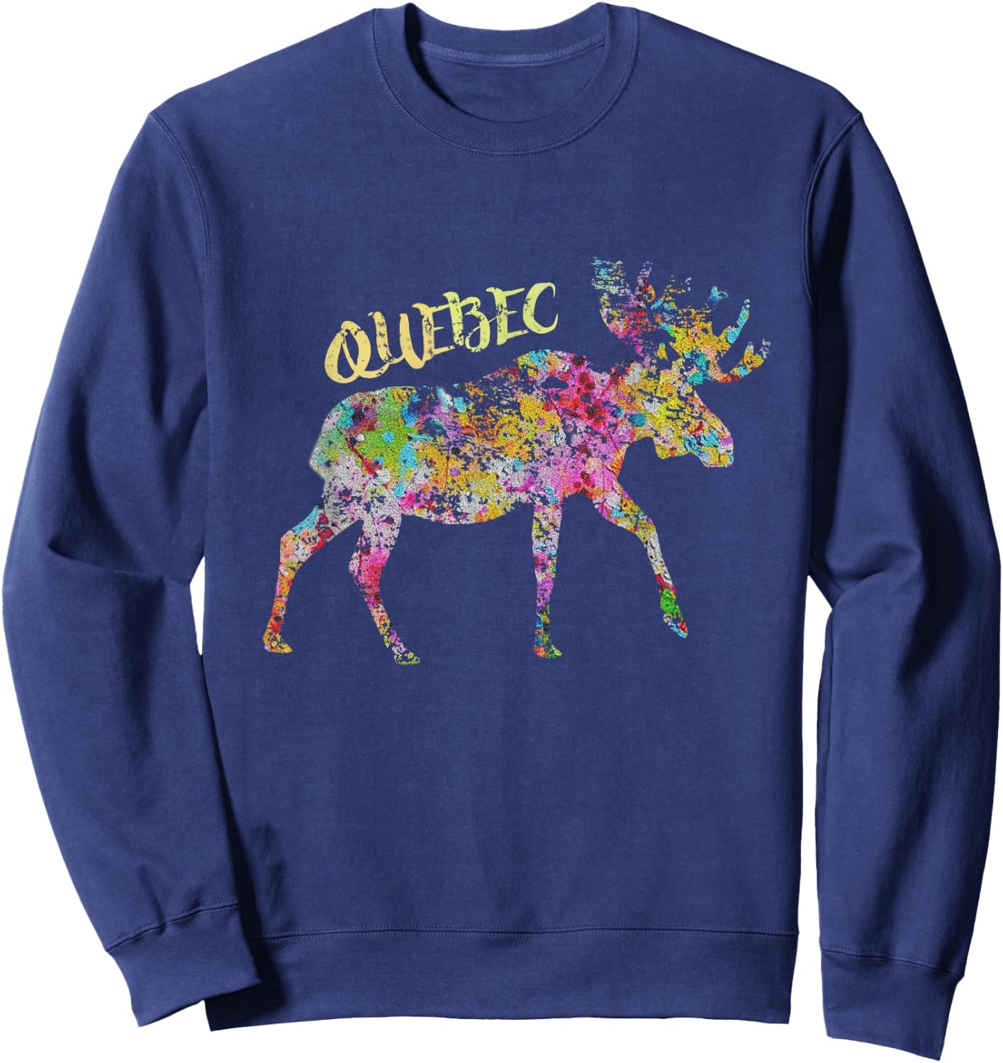 Quebec Moose Graphic | Québec Canada Sweatshirt - Sweatshirt | Navy