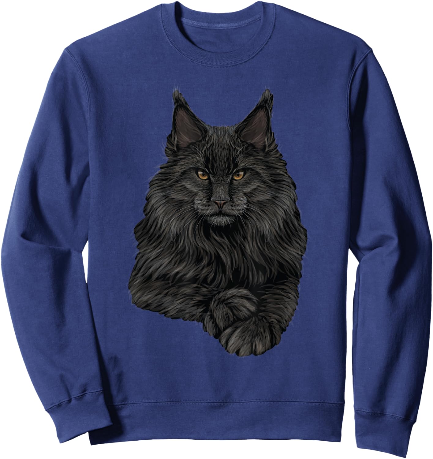 Realistic Cute Maine Coon cat Sitting for Lovers Animals Sweatshirt - Sweatshirt | Navy