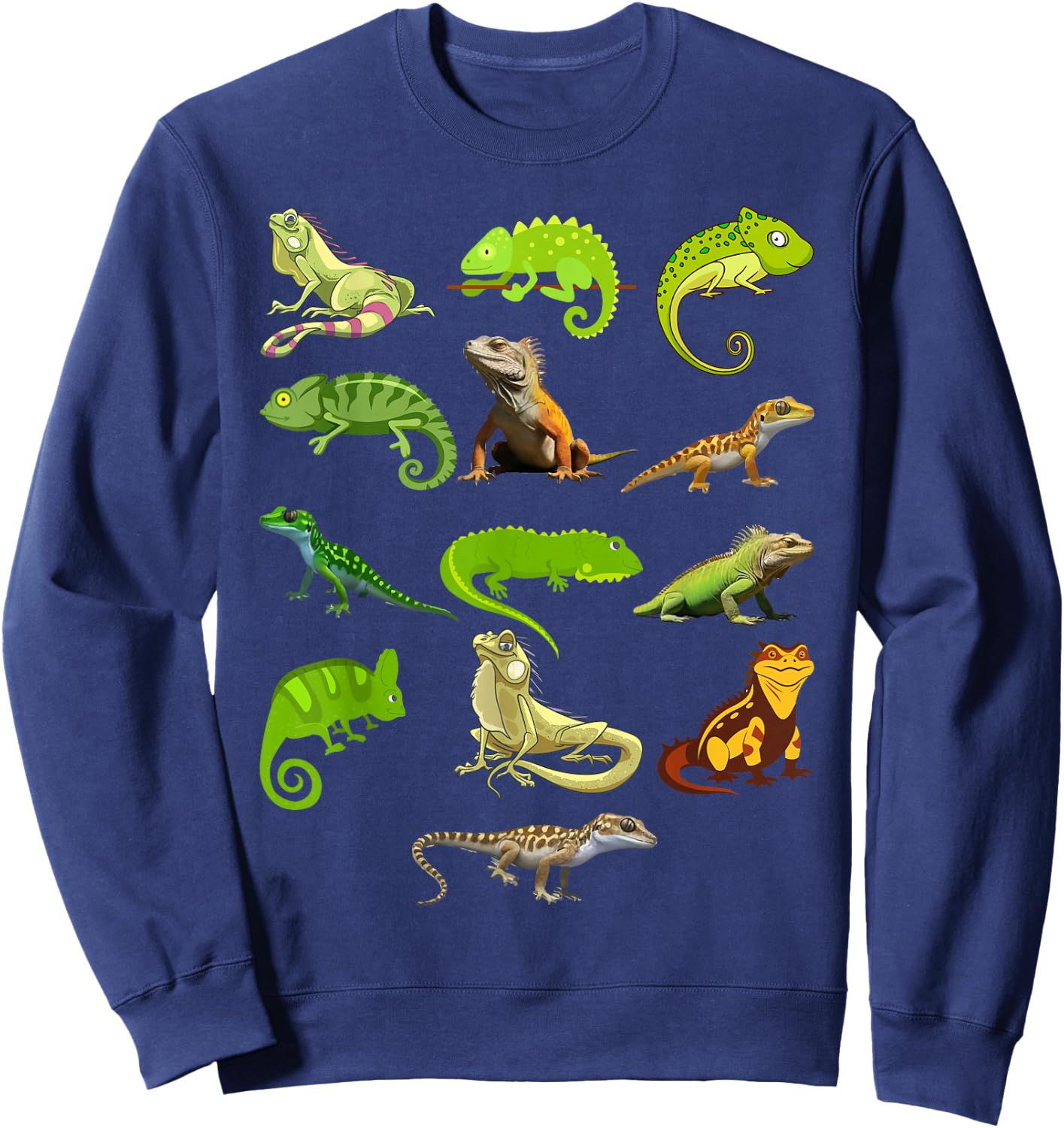 Kids Lizard Collage Bearded Dragon Sweatshirt - Sweatshirt | Navy