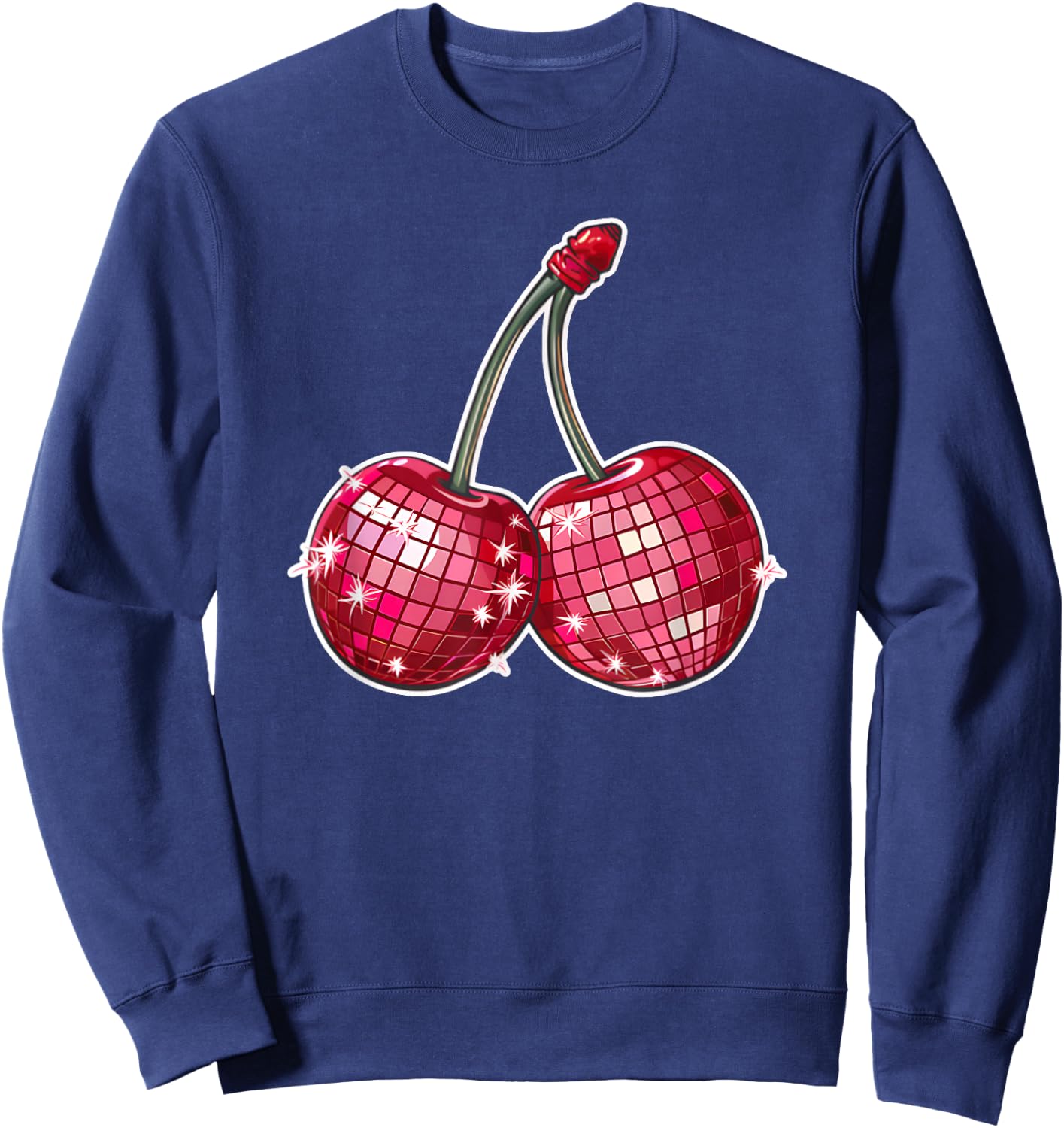 Red Disco Ball Cherries Cherry Sweatshirt - Sweatshirt | Navy